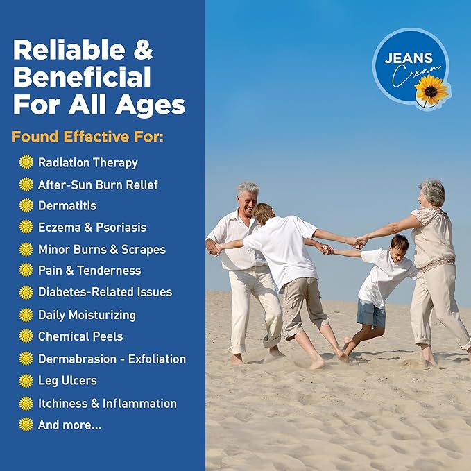 Jeans Cream, Maximum Skin Therapy Radiation Burn Cream, Moisturizing Vitamin E and Aloe Vera Cream for Compromised Skin, Minor Cuts, Sunburn and More, Non-Greasy Formula, Gift Set