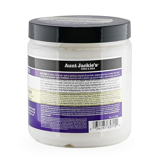 Aunt Jackie's Grapeseed Style and Shine Recipes Rescued Thirst Quenching Hair Recovery Conditioner Repair Treatment, Seals in Moisture, 15 oz