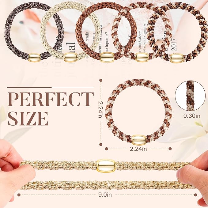 Hair Ties No Damage - 10PCS Ponytail Holders - Elastic Hair Ties for Thick Hair - Braided Hair Bands for Women Girls's Hair - Wood Grain