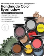 Single Bright Yellow Eyeshadow Matte Handmade Pressed Eyeshadow Palette With No Creasing High Pigmented Long Lasting Red Eye Shadow (BrightYellow)