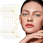 Glitter Freckles - 6PCS Glitter Freckles Face Tattoo, Gold Fake Freckles, Cute Face Jewels for Women, Waterproof Face Glitter for Kids, Easy to Use Face Glitter, Glow Up Makeup Patches
