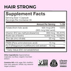 HUM Hair Strong Daily Hair Growth Supplement with Biotin, Zinc, Vitamin B12 to Support Growth, Folic Acid & Vitamin B12 Vitamins for Healthy Hair Support for Women and Men, 30 Vegan Capsules