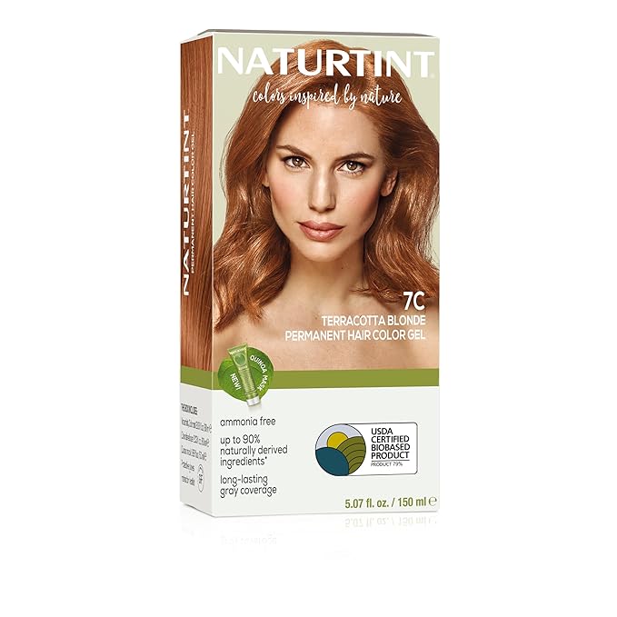 Naturtint 7C Terracotta Blonde Permanent Hair Color (Pack of 1), Ammonia Free, Vegan, Cruelty Free, up to 100% Gray Coverage, Long Lasting Results (Packaging may vary)