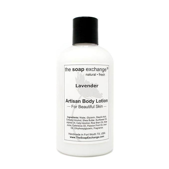 The Soap Exchange Body Lotion - Lavender Scent - Hand Crafted 8 fl oz / 240 ml Natural Artisan Skin Care for Hand, Face, & Body, Moisturize, Hydrate, & Protect. Made in the USA.