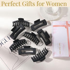 Black Hair Clips for Women -8 Pack 4.3 Inch Large Matte Banana Claw Clips for Women Thin Thick Curly Hair, Big Strong Hold jaw