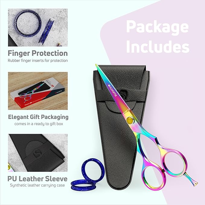 Suvorna 5.5" Multicolor Hair Cutting Scissors for Professionals, Barbers - Hair Shears for Cutting, Trimming, Grooming - Sharp Hair Scissors Professional - Right Hand Barber Scissors for Men and Women