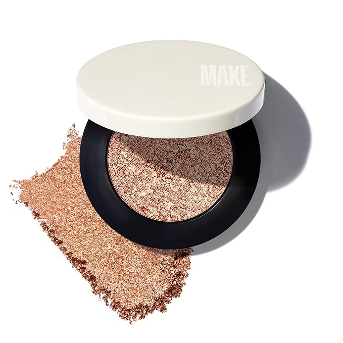 MAKE Beauty Multi-Chromatic Eye Shadow. Metal Reflecting Luminous Foil Finish Creamy, Buildable, Dimensional Long-wear, Crease-proof Powder Eyeshadow, Multichrome Shade - Alloy, Warm Copper
