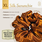 Silk Scrunchies for Women Ponytail Holders – Oversized Mulberry Silk Scrunchies – Extra Large No Damage Hair Ties for Curly, Thick, and Thin - Hair Accessories for Women – Pumpkin, XL By Curlfriend
