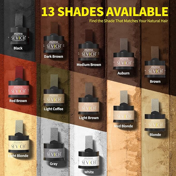 Sevich Hairline Powder - Root Touch Up Instantly Hair Color for Thinning Gray Coverage - Bald Spot Concealing Hair Powder for Women & Men - 48Hour Waterproof & Sweatproof - Med Brown