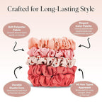 Kitsch Satin Scrunchies for Women - No Crease Hair Ties for Girls | Scrunchies For All Hair Types and Textures, Perfect for Day or Night | Ideal Gifts for Women - Assorted Cherry Blossom, 5pcs