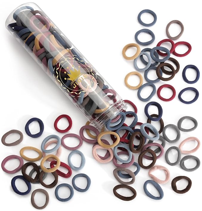 100PCS Seamless Thick Hair Bands - Elastic Ponytail Holders, No-Crease Cotton Ties for Women, Kids and Toddler Girls Hair Ties (set 3)
