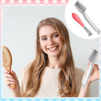 Boao 2 Pieces Hair Brush Cleaning Tool Comb Set 2-in-1 Mini Hair Brush Dirt Remover with Metal Wire Rake for Removing Dust Home and Salon Use (Pink and Gray)