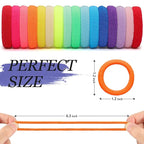 Hair Ties for Women And Kids, 100PCS Seamless Thick Cotton Hair Band, Elastic Baby Hair Ties No Damage Ponytail Holder, Rainbow (Set6)