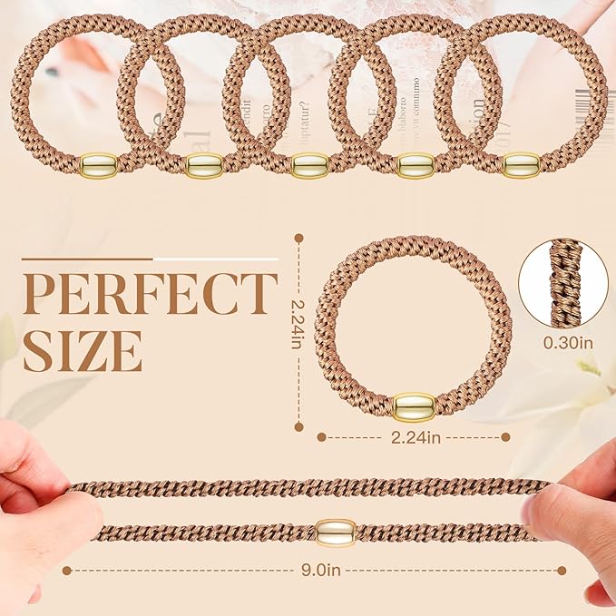 Hair Ties No Damage - 10PCS Ponytail Holders - Elastic Hair Ties for Thick Hair - Braided Hair Bands for Women Girls's Hair - Khaki