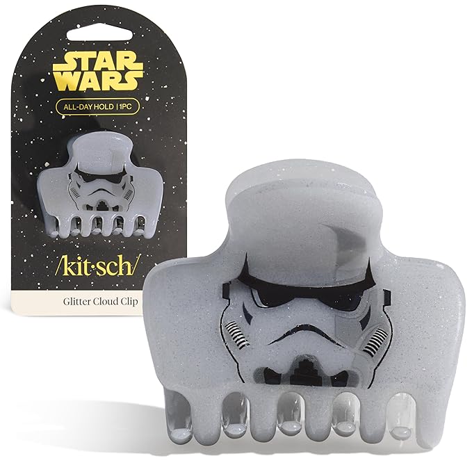 Kitsch x Star Wars Stormtrooper Glitter Medium Hair Clip for Women – Iconic Galaxy-Inspired Claw Clip | Recycled Plastic, Strong Secure Grip | Ideal Gifts for Women, Hair Accessories for Girls