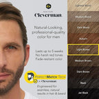Cleverman Hair & Beard Dye Kit for Men, All-in-One Reusable Mens Hair Color, Natural Gray Coverage, Ammonia-Free Beard Mustache Dye for Men (Light Brown)