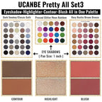 UCANBE Eyeshadow Palette with 15 Brushes Makeup Sets, Pigmented Eye Makeup Pallet Holiday Gift Set, Matte Smokey Rosy Neutral Glitter Eye Shadow Powder & Contour Highlight Blush All-in-One Make Up Kit