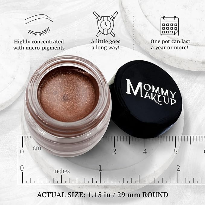 Mommy Makeup Waterproof Stay Put Gel Eyeliner Pot with Micropigments - Smudge-Proof, Long Lasting, Highly Pigmented Cream Eye Liner, 0.14 oz (Chocolate Sizzle)