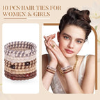 Hair Ties No Damage - 10PCS Ponytail Holders - Elastic Hair Ties for Thick Hair - Braided Hair Bands for Women Girls's Hair (20.Maillard2)