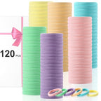 LuSeren 120 Pcs No Damage Thick Hair Ties, Large Soft Seamless Nylon Cloth Hair Elastics for Women, Light Color