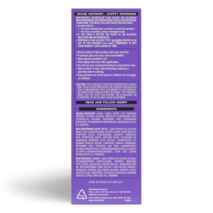 Softsheen-Carson Dark and Lovely Hair Dye, Fade Resist Hair Color with Conditioning Mask, Virtual Violet, 1 Kit (Pack of 2)