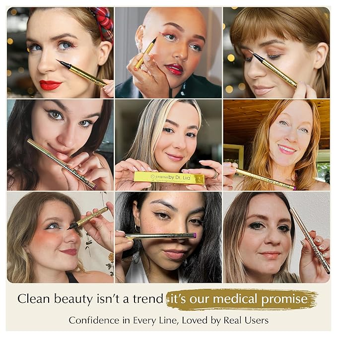 Liquid Eyeliner - Hypoallergenic Eyeliner with Fine Brush Tip, Long-Lasting Waterproof Eye Liner - Cruelty-Free, Vegan, Hypoallergenic, Gluten-Free, Smooth Liquid Eye Liner, Shimmer Gold Brown 2mL