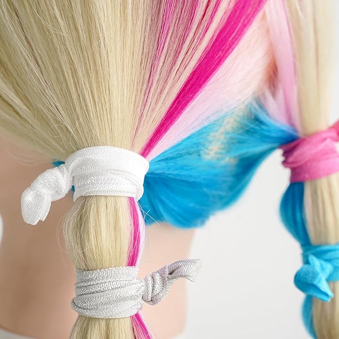 MEEDEE Women's Pastel Rainbow Hair Accessories: 100 Pack Knotted Soft Elastic Ribbon Hair Ties, No Crease, No Damage, Ouchless for Ponytails, Yoga, and Bracelets