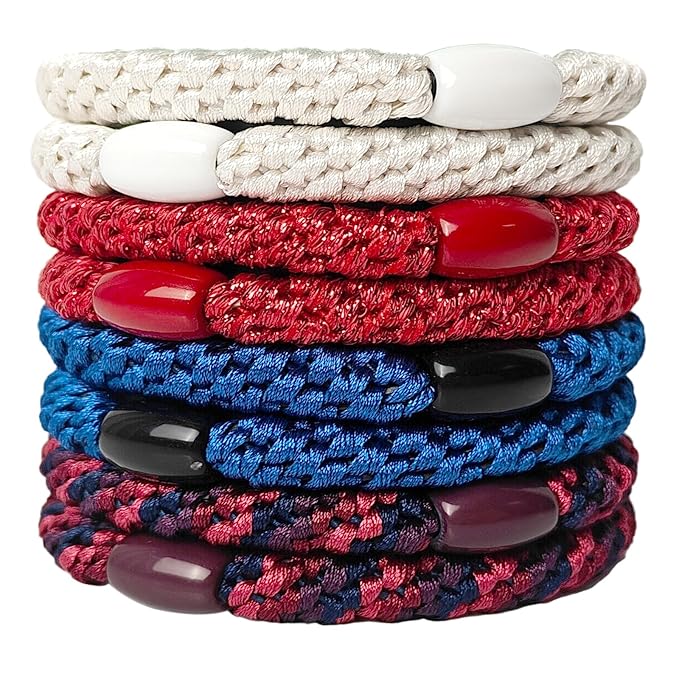 J.CARP 8Pcs Mixed color Hair Ties for Women Girls, Elastics Hair Bands Ponytail Holders, No Damage No Crease Hair Elastics, Perfect for Girls and Women with Thick or Curly Hair, Style 23
