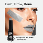 Blue Squid PRO Metallic Silver Face Paint Stick - Waterproof Silver Body Paint Adults & Kids Eye Black Baseball, Eyeblack Softball -Hypoallergenic Twist-Up Non-Toxic Makeup Stick Cosplay, Sports & SFX