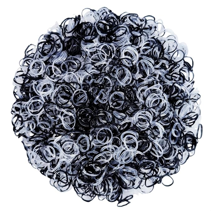 3200 Pcs Elastic Rubber Bands Small Hair Ties Hair Rubber Mini Hair Bands Hair Elastics Tiny Soft Holder Ponytails for Girls (Clear and Black)