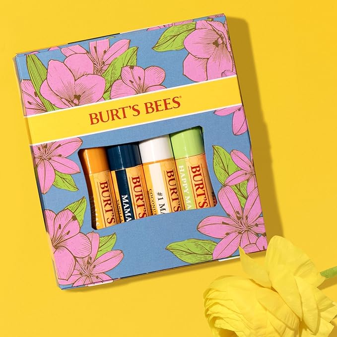 Burt's Bees Gifts Ideas - Balm Bouquet Lip Balm Set, Original Beeswax, Vanilla Bean, Cucumber Mint, Coconut & Pear Pack, Natural Origin Lip Treatment, 4 Tubes, 0.15 oz.