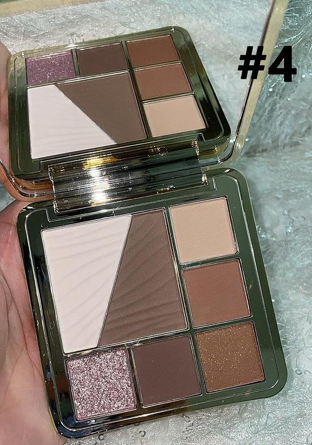 All-in-One Eyeshadow Palette, 7 Colors Eye Shadow Palette, Glitter, Matte, Shimmer Eyeshadows, Blush, Highlighter Contour Makeup Palettes, Highly Pigmented Waterproof Long Lasting. (Color 4)