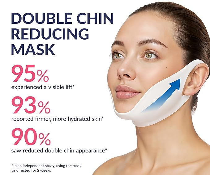 STYLIA V Line Lifting Collagen Face Mask - Lift, Firm & Contour Jawline - Double Chin Strap with Hyaluronic Acid & Aloe Vera - Hydrating Neck & Face Tightening Mask - Chin Strap for Sleeping - 20PC