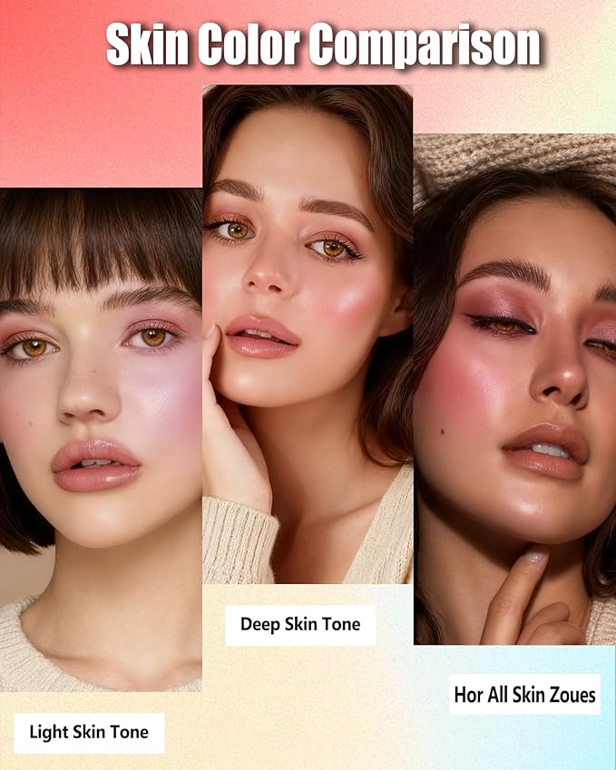 Baked Powder Blush, Lightweight Shimmery Highlight Blusher for Cheeks, Silky Smooth and Blendable Powder Blush Palette, Long-lasting All-Day Face Enhancing Makeup Color, Makeup Gift for Women Girls-03