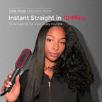 TYMO Hair Straightener Brush - Upgraded Ionic Compact Straightening Brush for Women with Wave-Design Bristles, Fast, Smooth Styling, Lightweight Hot Comb & Travel Flat Iron, 1 Billion Ions, Black