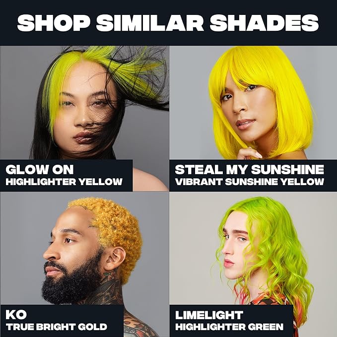 Good Dye Young Streaks and Strands Semi Permanent Hair Color (Glow On Yellow) - UV Protective Temporary Hair Color, 15-24+ Washes - Conditioning Yellow Hair Tint, PPD Cruelty-Free & Vegan