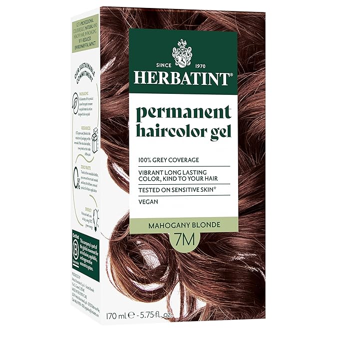 Herbatint Permanent Hair Dye For Women - 7M Mahogany Blonde - For Up To 100% Gray Coverage of Resistant Gray Hair - Ammonia-Free, Alcohol-Free & Vegan - Salon Influenced Hair Color, 5.75 fl oz