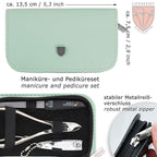 3 Swords Germany - brand quality 6 piece manicure pedicure grooming kit set fashion leather case mint, Made in Germany