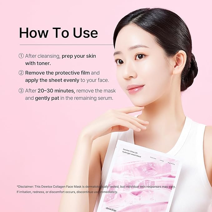 Dewtox Collagen Face Mask, Glow Skin with Overnight Hydrogel Jewel Mask, Firming & Elasticity for All Skin Types, Korean Skincare (35g x 4ea)