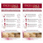 L'Oreal Paris Excellence Crème Permanent Hair Dye, Triple Care Hair Color with Pro-Keratine Complex for 100% Gray Hair Coverage, 8 Medium Blonde, 1 Kit (Pack of 2)