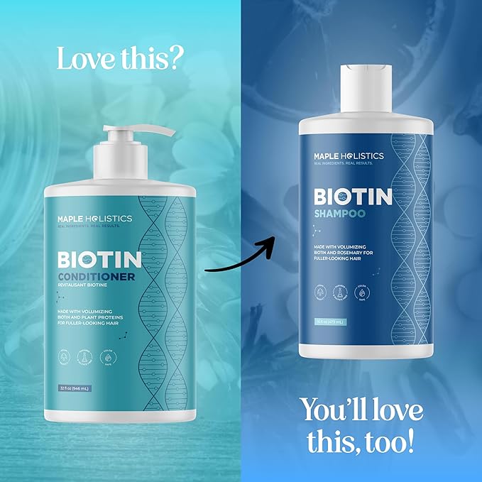 Biotin Conditioner for Thinning Hair - Volumizing Conditioner for Fine Thin & Weak Hair - Sulfate Paraben & Silicone Free with Nourishing Plant Proteins Argan Oil Green Tea & B Vitamins (32 Fl Oz)
