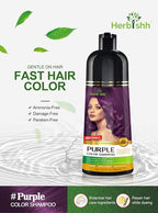 Herbishh Magic Hair Dye Shampoo – Colors Gray Hair in Minutes – Long Lasting – 500 Ml – 3-In-1 Ammonia-Free Color Treatment (Purple)