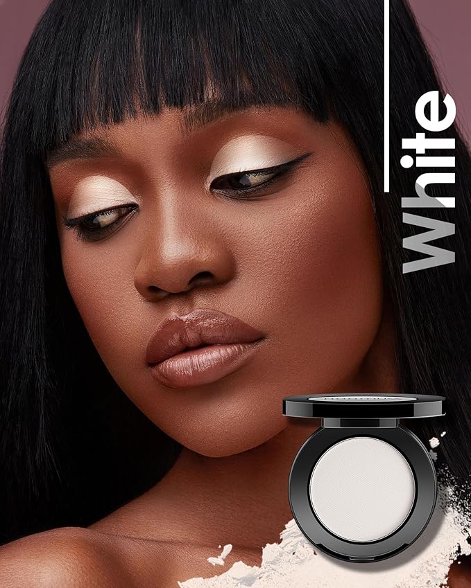 Single White Eyeshadow Handmade Goth Eye Sahdow Makeup Palette for Halloween Pigmented Long Lasting White Matte Eyeshadow-1White