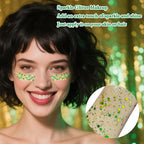 MEICOLY Gold and Green Face Glitter,Green Face Glitter,Gold Hair Accessories,Sparkle Halloween Body Glitter Makeup for Mardi Gras Carnival Festival Party,St Patricks Day Accessories