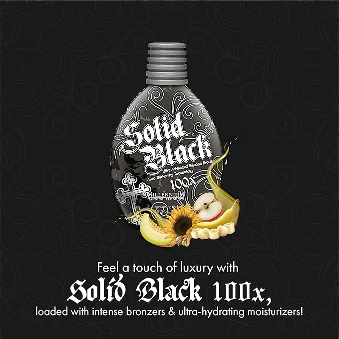Millennium Tanning SOLID BLACK 100X Dark Tanning Lotion Indoor Outdoor Bronzer Tanning Bed Lotion 13.5 fl. oz. 2-PACK