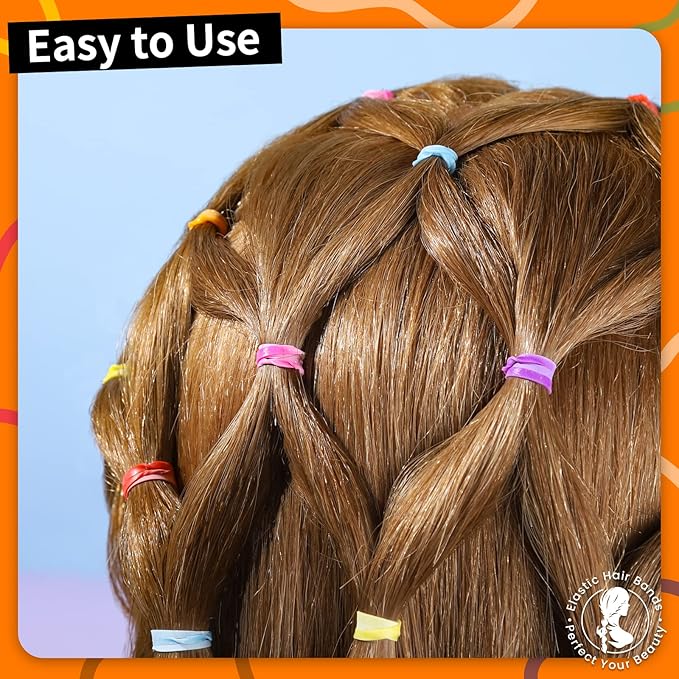 Teenitor Elastic Hair Bands, 2000pcs Hair Rubber Bands, Elastics for Hair, Small Hair Ties, Clear,Black,Brown and Color