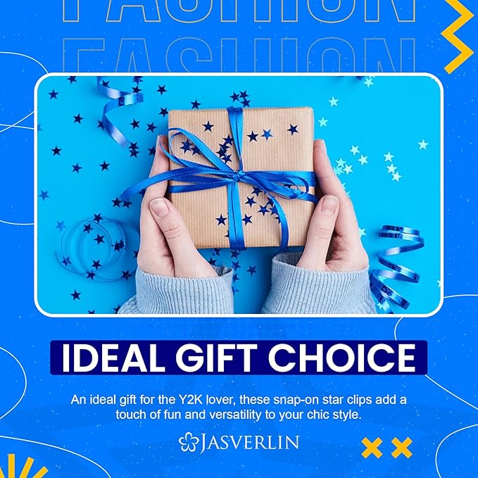 Star Hair Clips for Girls, 36 pcs Cute Accessories Kawaii Metal Snap Hairclips for Women Kids, Colorful Y2k Aesthetic Glitter Stars Barrettes Assorted Size (Blue)