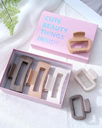 Mesovor 2 Styles Silicone Flexible Hair Claw Clips, 6 Pack Soft Bendable Hair Clips for Women | Rectangle Small Large Cozy Hairclips (Light Khaki, Dark Khaki, Coffee)