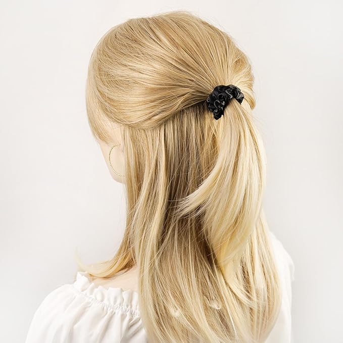 Scrunchies for Women Pack of 30 - Soft Black Hair Accessories Set, Seamless Thick Hair Ties Big Small Size Satin Scrunchie for Girls, Daily Use, Back to Shool Gifts for Her