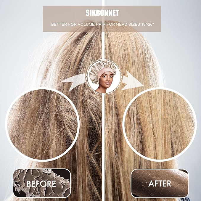 Satin Silk Bonnet for Sleeping, Soft Satin Lined Hair Bonnet for Women, Double Layer Sleep Nightcap